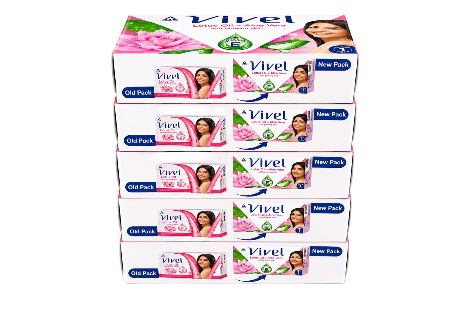 Vivel Lotus Oil+ Aloe Vera Bathing Soap - Pack of 5
