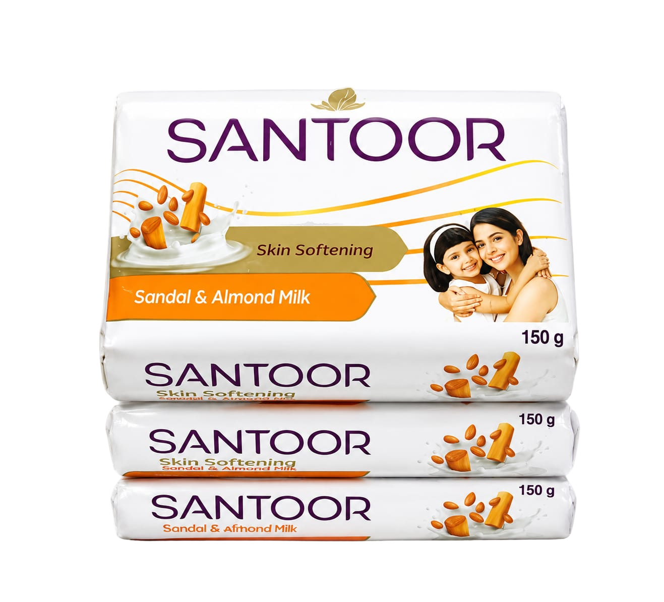 Santoor Skin Softening Sandal & Almond Milk Soap 150g*3